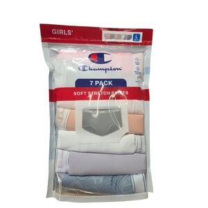 Champion Girls Soft Stretch Briefs 7 Pack Multicolor Logo Waistband Size L 12/14